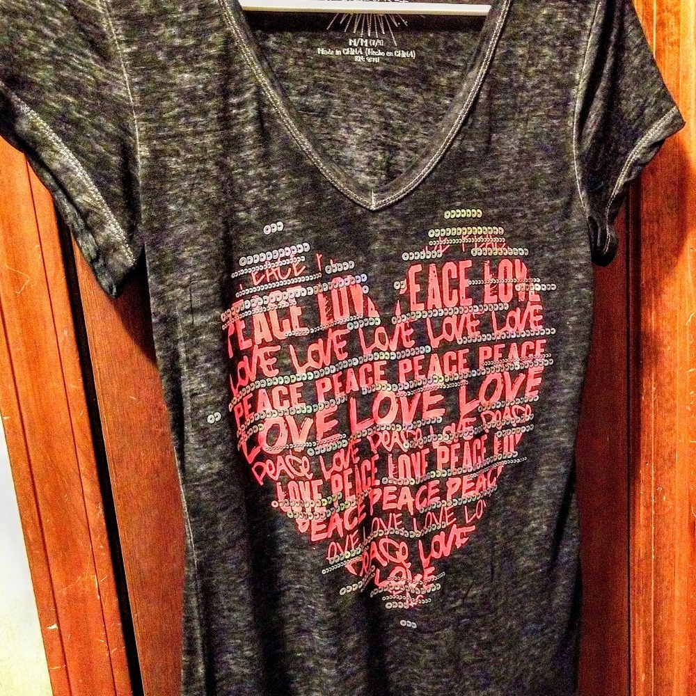 Rock Girl Asymmetrical Sequined Heart top